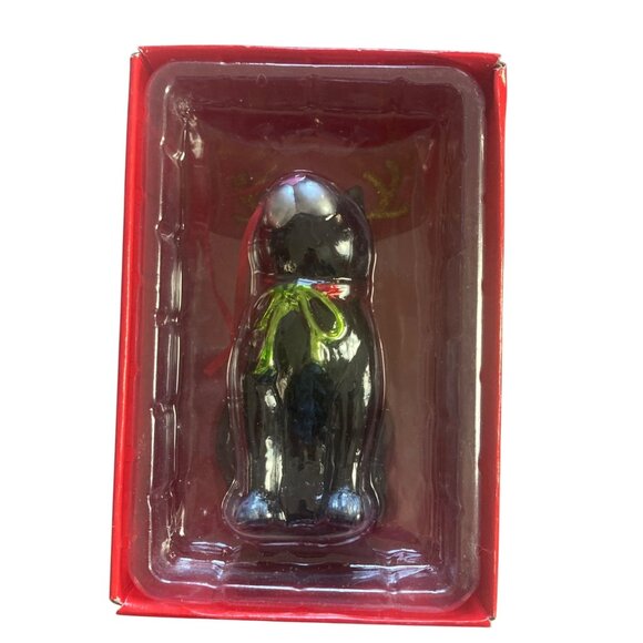 Vintage Kurt Adler Linnea Riley Glass Cat as Reindeer Ornament Art Inst Chicago - Picture 2 of 13